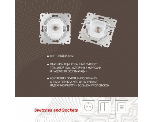 ТВ-розетка без рамки Arte Milano am-203 203.42-1.white