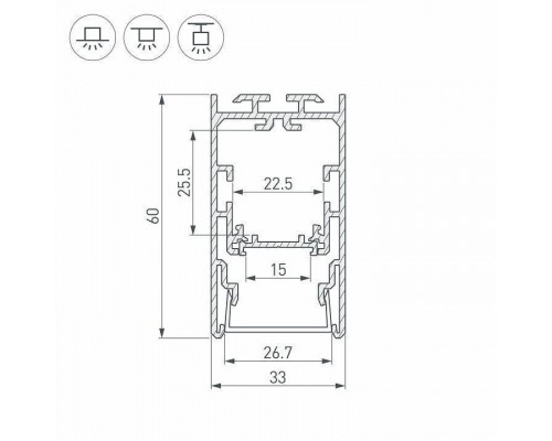 Профиль Arlight S2-LINE-3360-2500 ANOD+OPAL 021171