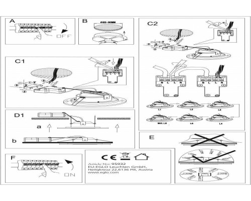 Встраиваемый светильник Eglo Pineda 1 LED 12 Вт 145 мм белый 95932