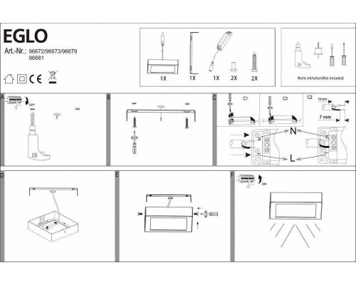 Светильник накладной Eglo Fueva-C квадратный 300x300 мм 21 Вт RGB белый 96673