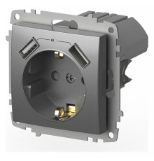 Розетка с заземлением и со шторкой и 2хUSB type A, без рамки Elbi Eleсtriс Zena Vega 609-011000-317