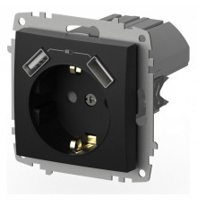 Розетка с заземлением и со шторкой и 2хUSB type A, без рамки Elbi Eleсtriс Zena Vega 609-014800-317