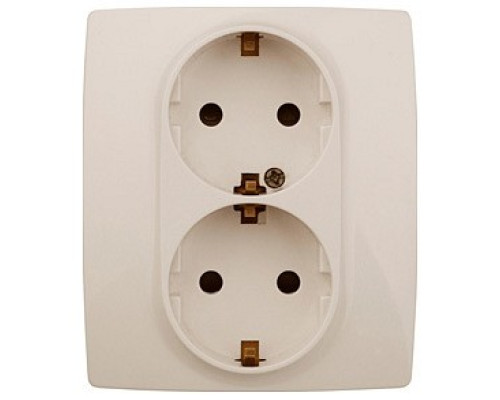 Розетка двойная с заземлением и со шторкой, без рамки Эра Эра 12 12-2104-02
