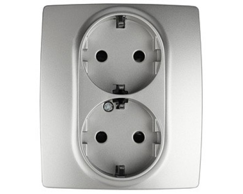 Розетка двойная с заземлением и со шторкой, без рамки Эра Эра 12 12-2104-03