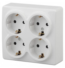 Розетка четверная с заземлением и со шторками Эра Эра Эксперт 11-2211-01