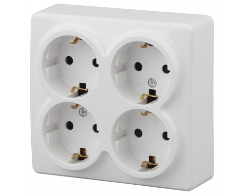 Розетка четверная с заземлением и со шторками Эра Эра Эксперт 11-2211-01