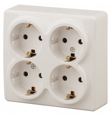 Розетка четверная с заземлением и со шторками Эра Эра Эксперт 11-2211-02