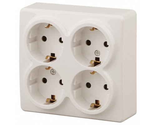 Розетка четверная с заземлением и со шторками Эра Эра Эксперт 11-2211-02