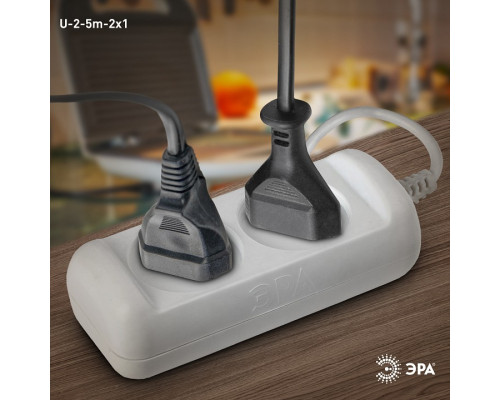 Удлинитель Эра  U-2-5m-2x1