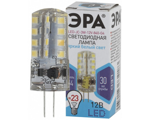 Лампа светодиодная Эра Стандарт LED JC-3W-12V-840-G4