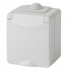 Розетка с заземлением и со шторкой, с крышкой Эра Эра Эксперт 11-2602-03