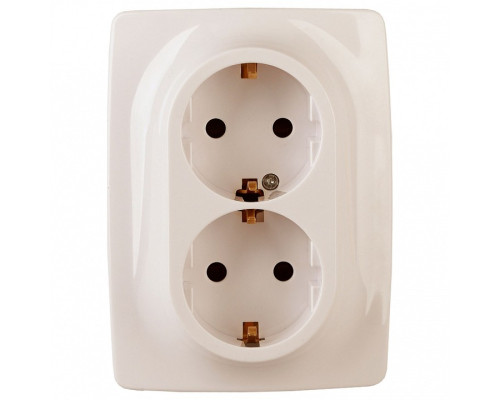 Розетка двойная с заземлением и со шторкой Эра Эра 12 12-2006-02