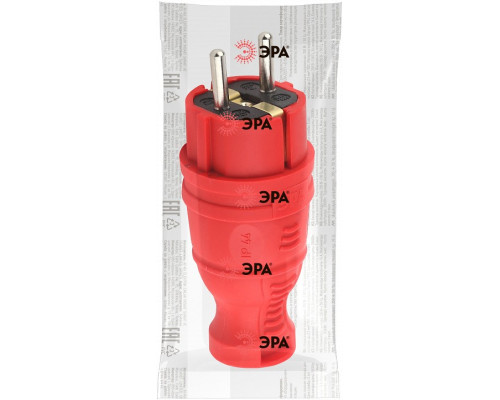 Вилка прямая с заземлением Эра  V8-RED-IP44