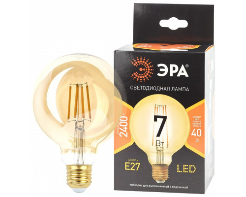 Лампа светодиодная Эра F-LED F-LED G95-7W-824-E27 gold