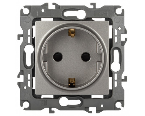 Розетка с заземлением и со шторкой, без рамки Эра Эра 12 12-2102-16