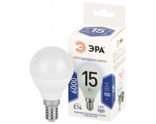 Лампа светодиодная Эра Стандарт LED P45-15W-860-E14