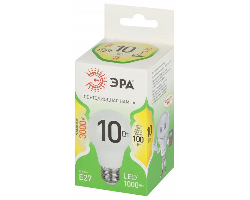 Лампа светодиодная Эра Green Line LED A60-10W-830-E27 GL