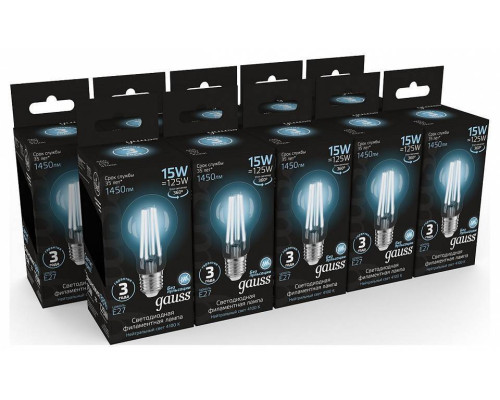 Лампа светодиодная Gauss Filament A60 E27 15 Вт 4100 K 102902215