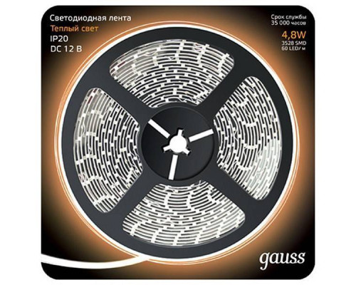 Лента светодиодная Gauss 4.8 Вт/м 12 В 4000 K IP20 5 м 312000105