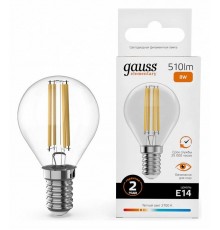 Лампа светодиодная Gauss Filament Elementary E14 8Вт 2700K 52118