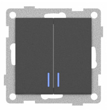 Выключатель двухклавишный с подсветкой без рамки Gusi Electric UGRA С11В28-010