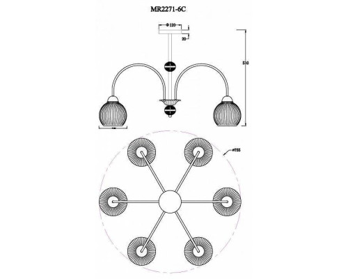 Люстра на штанге MyFar Flora MR2271-6С