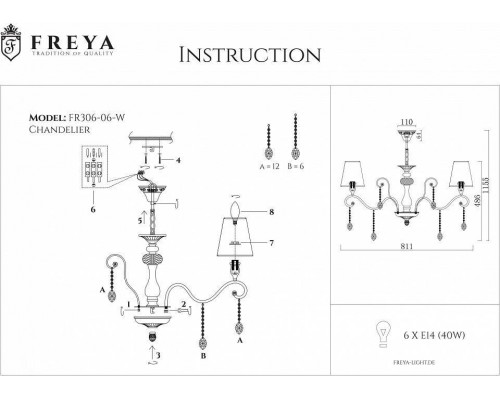 Подвесная люстра Freya Adelaide FR2306-PL-06-W