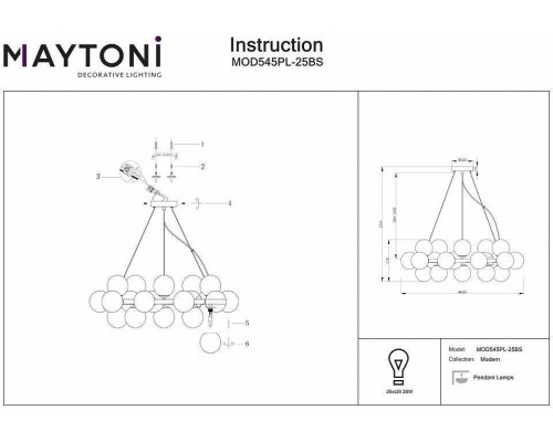 Подвесная люстра Maytoni Dallas MOD545PL-25BS