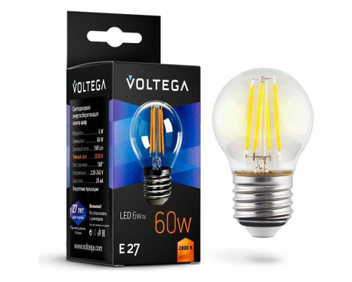 Лампа светодиодная Voltega Globe E27 6W 7023