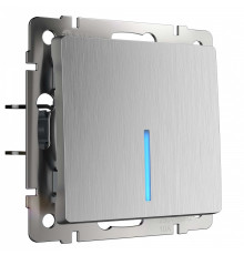 Выключатель одноклавишный с подсветкой без рамки Werkel cеребряный рифленый W1110109