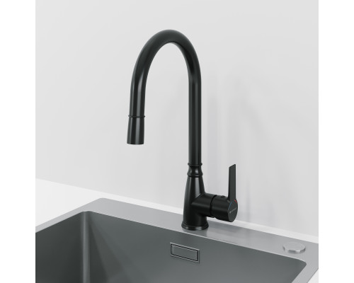 Смеситель для кухни LAPARET ALAMERA с выдвижным изливом BLACK N2040929LPT