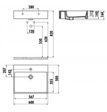 Раковина на столешницу 50*60 см NEXT цв. белый NX260-00CB00E-0000