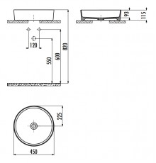 Раковина на столешницу 45 см LOOP цв. белый матовый LP145-00MB00E-0000