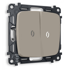 Выключатель двухклавишный с подсветкой без рамки Ambrella Volt Quant MO364015