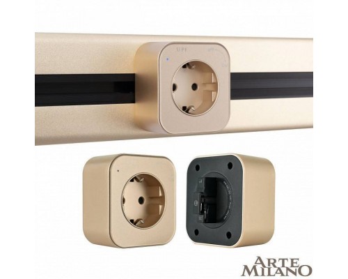 Розетка с заземлением на треке Arte Milano Am-track-sockets 380022TS/ES Gold