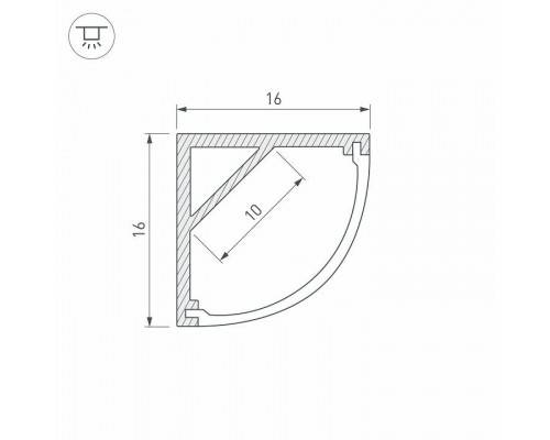 Профиль накладной угловой внутренний Arlight ARH-KANT-H16-2000 ANOD 016178