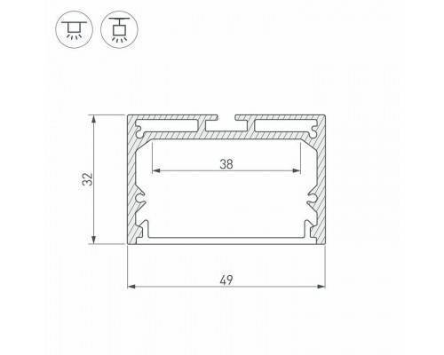 Профиль подвесной Arlight SL-LINE-4932-2000 ANOD 019308