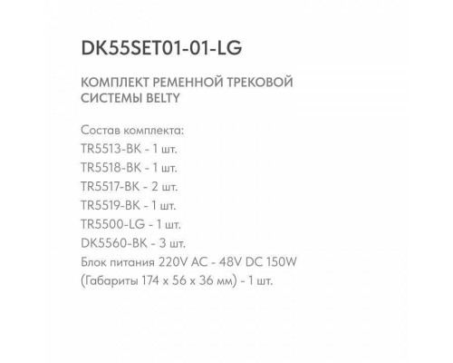 Комплект трековой системы Denkirs Belty SET светло-серый DK55SET01-01-LG