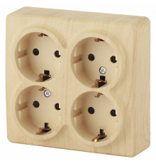 Розетка четверная с заземлением и со шторками Эра Эра Эксперт 11-2211-11