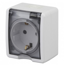 Розетка с заземлением с крышкой Эра Эра Эксперт 11-2401-01