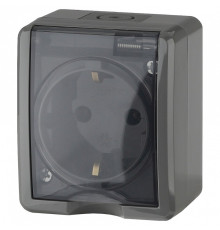 Розетка с заземлением с крышкой Эра Эра Эксперт 11-2401-03