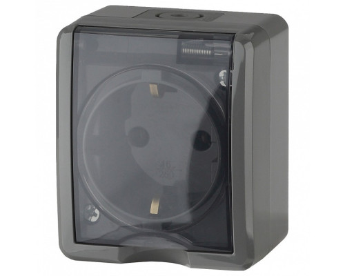 Розетка с заземлением с крышкой Эра Эра Эксперт 11-2401-03