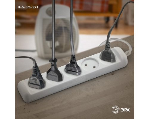 Удлинитель Эра  U-5-3m-2x1