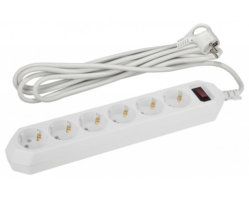 Удлинитель с выключателем Эра  USF-6es-3m-W-BOX