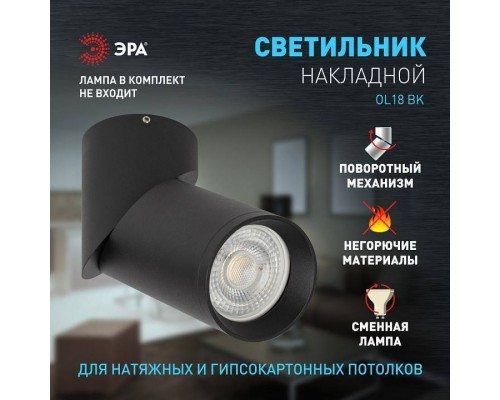 Накладной светильник Эра OL18 BK Б0054385