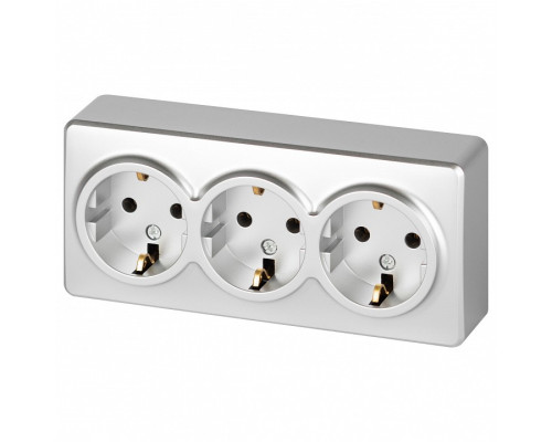 Розетка тройная с заземлением и со шторками Эра Эра Эксперт 11-2208-03