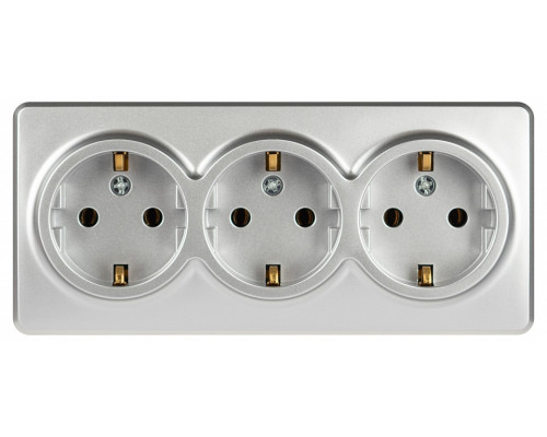Розетка тройная с заземлением и со шторками Эра Эра Эксперт 11-2208-03