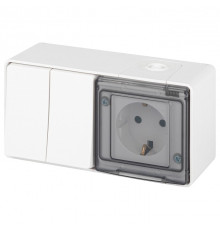 Блок с розеткой и выключателем Эра Эра Эксперт 11-7502-01