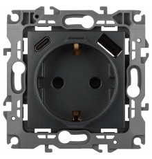 Розетка с заземлением и со шторкой и 2хUSB, без рамки Эра Эра 12 12-4108-12