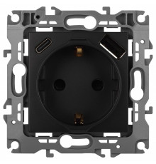 Розетка с заземлением и со шторкой и 2хUSB, без рамки Эра Эра 12 12-4108-05